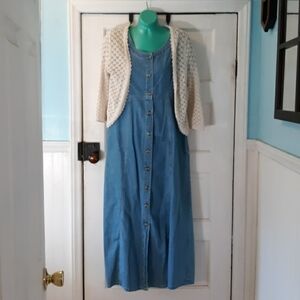 Vintage 1980s denim maxi dress small